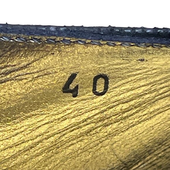 Ron White Elaine Onyx Black Geo Embossed Suede Peep Toe Slingback Wedges Size 40 - Picture 7 of 9